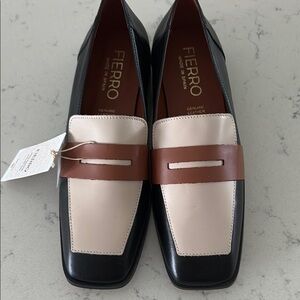 New Ferro Black Tan and Brown Leather Loafers